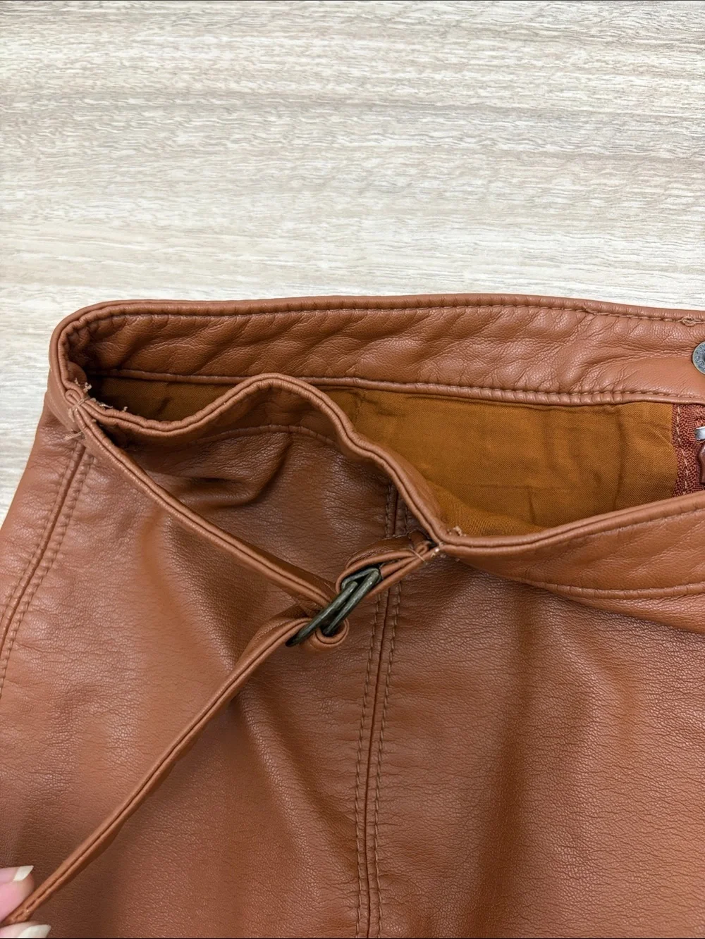 Free People Faux Leather Mini Skirt Women Size 6 Caramel Brown